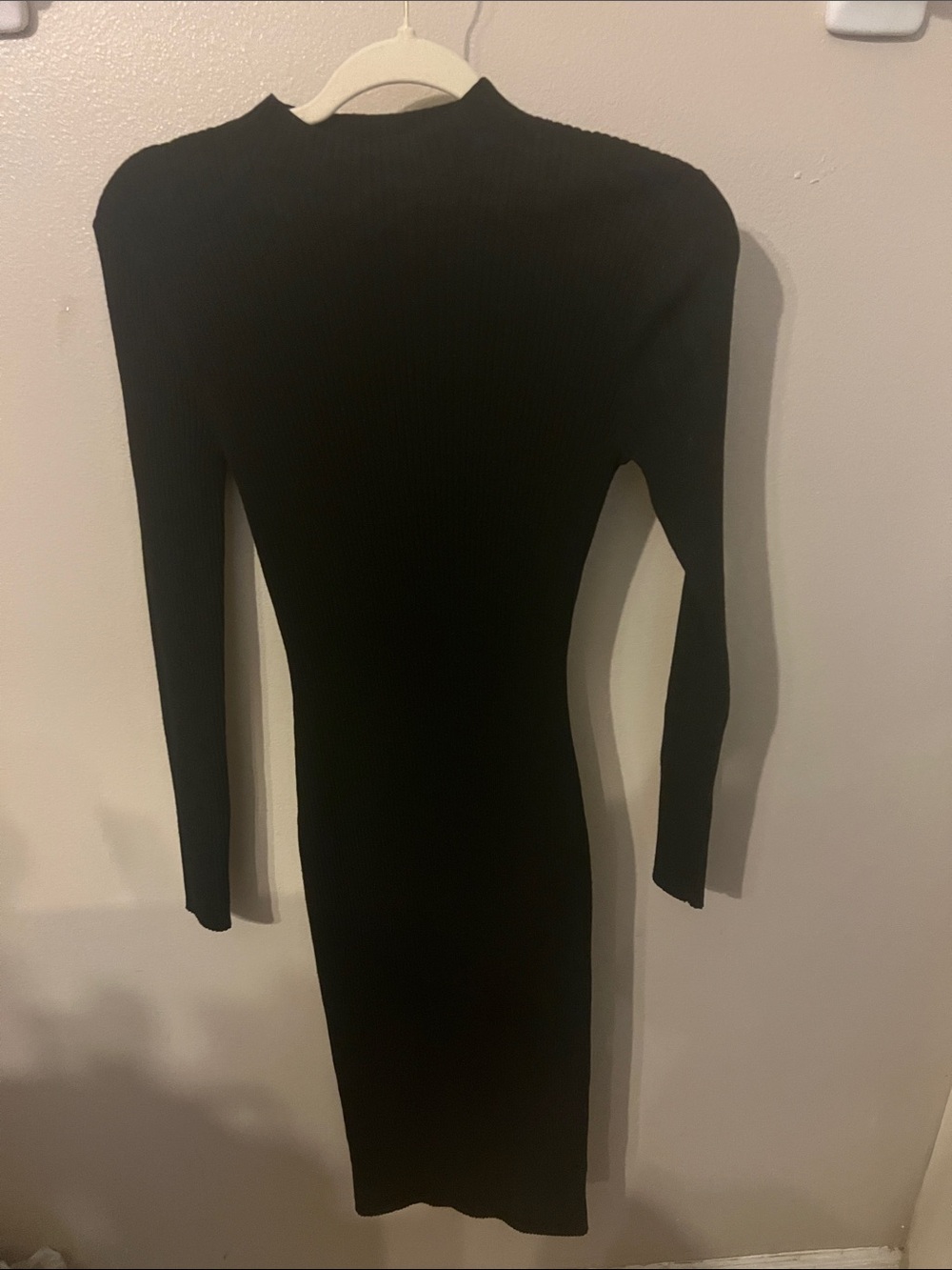 Long H&M Sleeve Black Ribbed Bodycon Dress